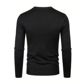 JOKES Pattern Chic Novel Sweater, Men's Casual Warm Middle Stretch Crew Neck Pullover Sweater For Fall Winter