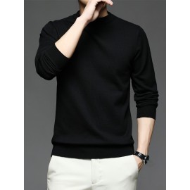 All Match Knitted Sweater, Men's Casual Warm Slightly Stretch crew Neck Pullover Sweater For men Fall Winter