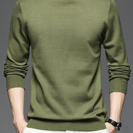 All Match Knitted Sweater, Men's Casual Warm Slightly Stretch crew Neck Pullover Sweater For men Fall Winter