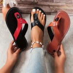 Women's Solid Color Thong Sandals, Slip On Lightweight Summer Flats, Casual Beach Flip Flops