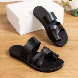 Women's Lightweight Solid Color Slide Sandals for Casual Summer Comfort