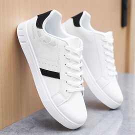 Men's Trendy Platform Shoes, Comfy Non Slip Casual Lace Up Simple Style Design Sneakers For Men's Outdoor Activities