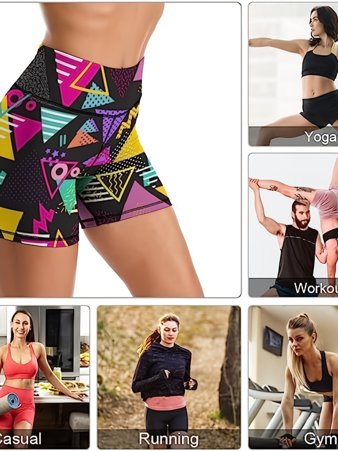 geometric pattern yoga fitness shorts high waist tummy control sports running cycling shorts womens activewear details 4