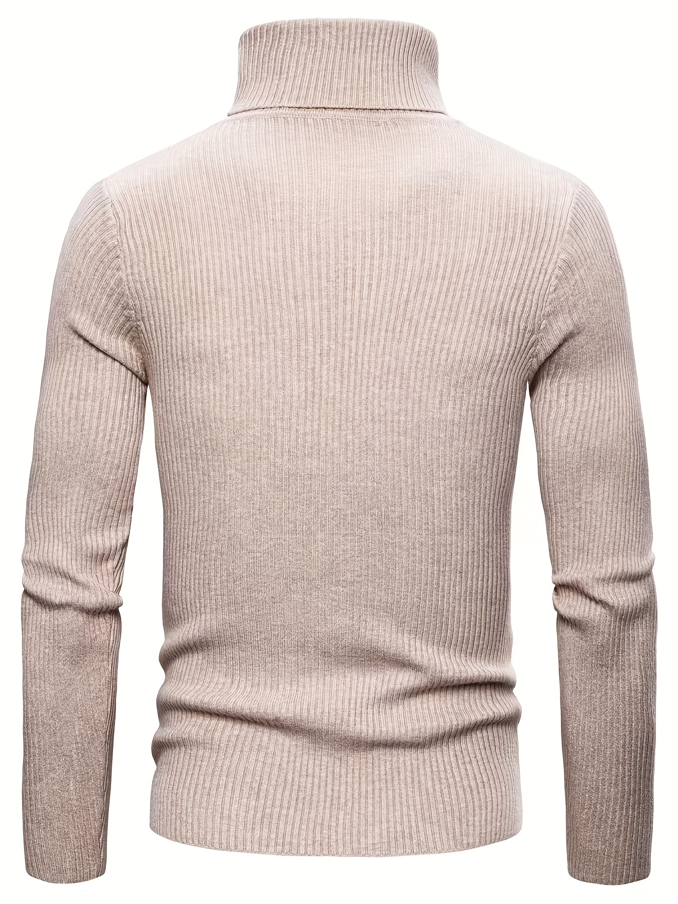 turtle neck knitted slim fit sweater mens casual warm solid high stretch pullover sweater for fall winter details 13