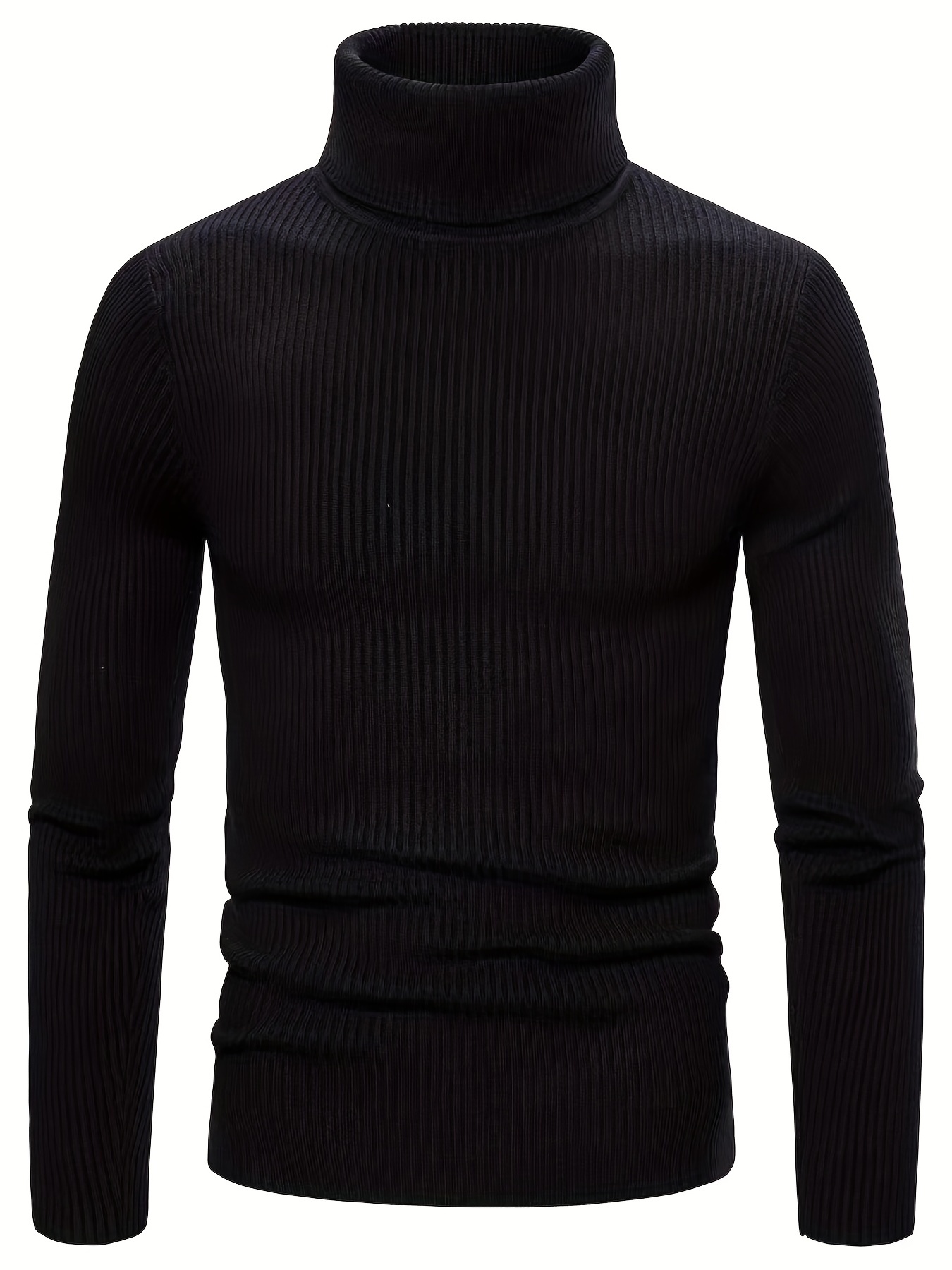 turtle neck knitted slim fit sweater mens casual warm solid high stretch pullover sweater for fall winter details 20