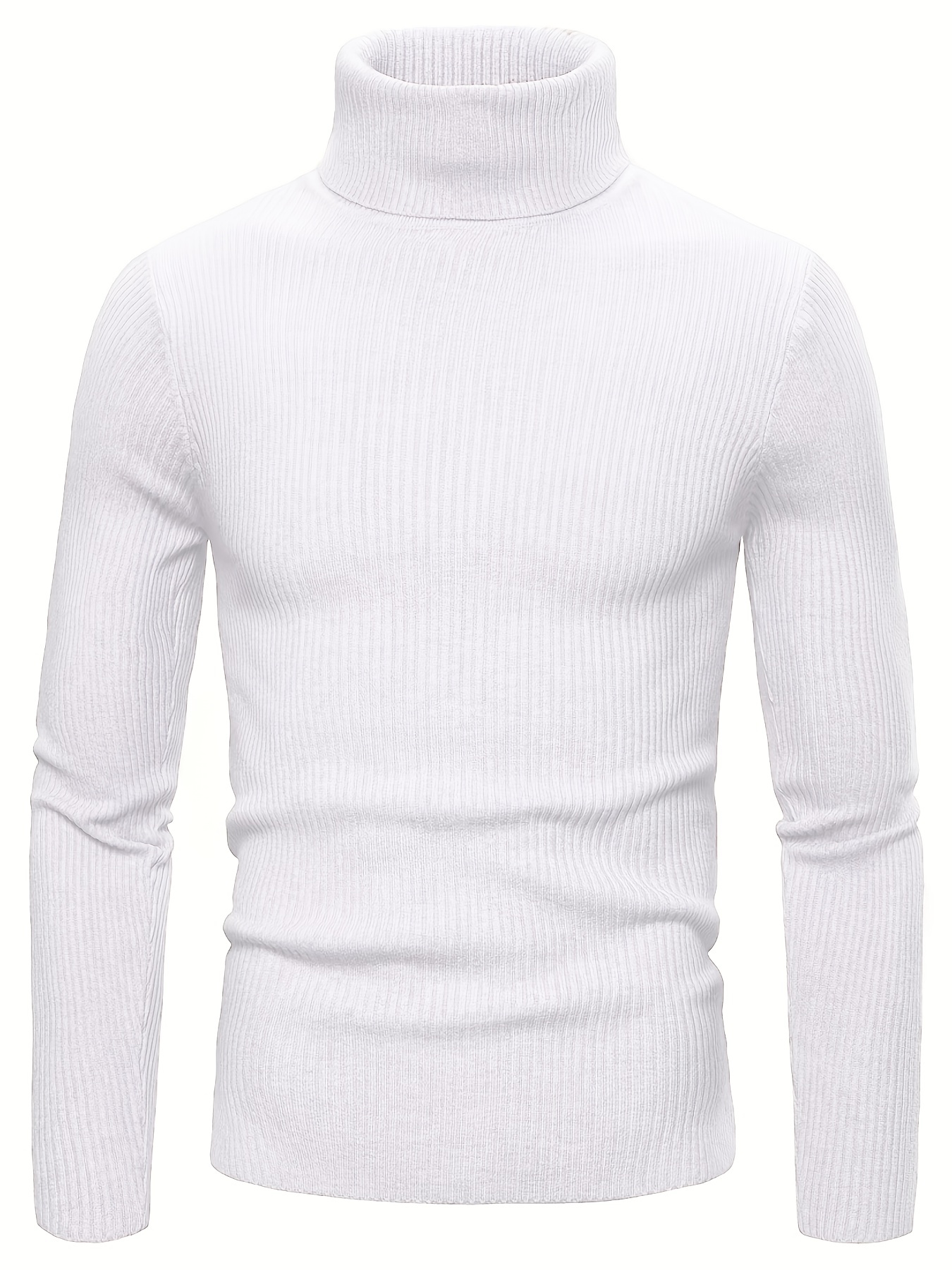 turtle neck knitted slim fit sweater mens casual warm solid high stretch pullover sweater for fall winter details 31