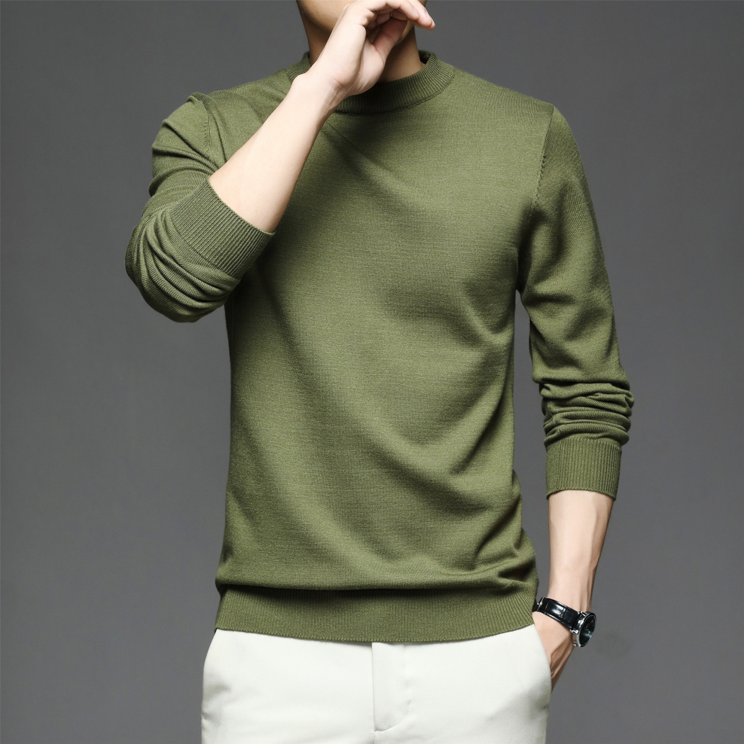 all match knitted sweater mens casual warm slightly stretch crew neck pullover sweater for men fall winter details 16