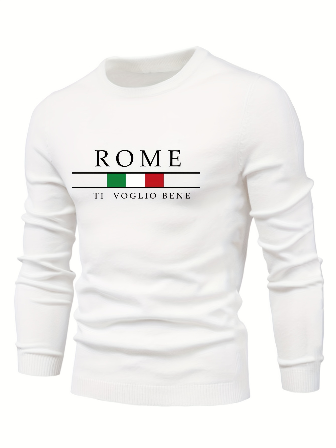 rome print mens casual stretch long sleeve knitted round neck sweater spring fall pullover top details 12