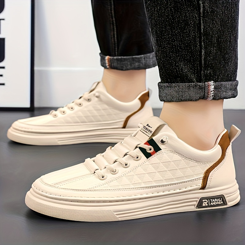 casual walking shoes, mens lace up sneakers casual walking shoes with pu leather upper comfortable and breathable details 10